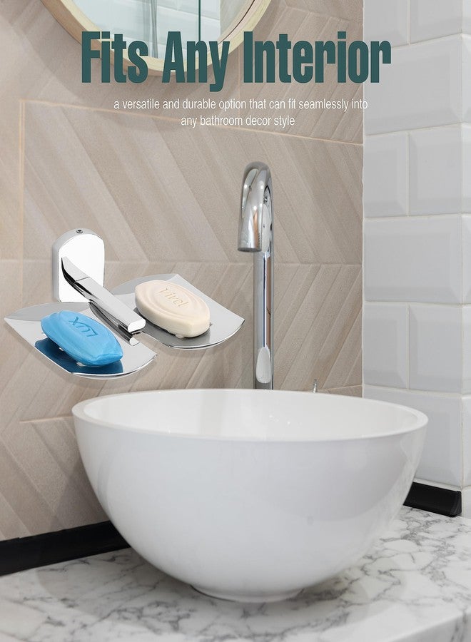 GLOXY Stainless Steel Double Soap Holder for Bathroom, SS202 Soap Dish Stand, Rust-Resistant Soap Tray for Home, Wall-Mounted Soap Stand, Premium Bathroom Accessories & Storage for Organizing - Image 3
